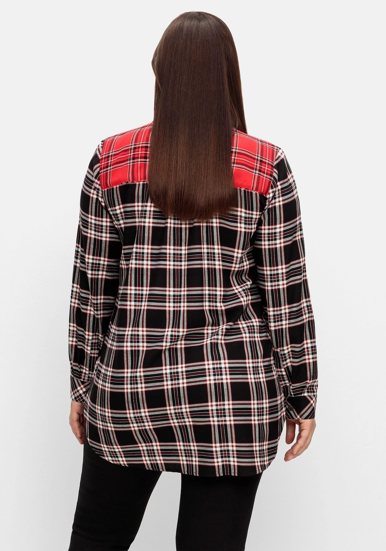 Sheego Karierte Longbluse Im Farbmix, Aus Twillqualität – Bild 2