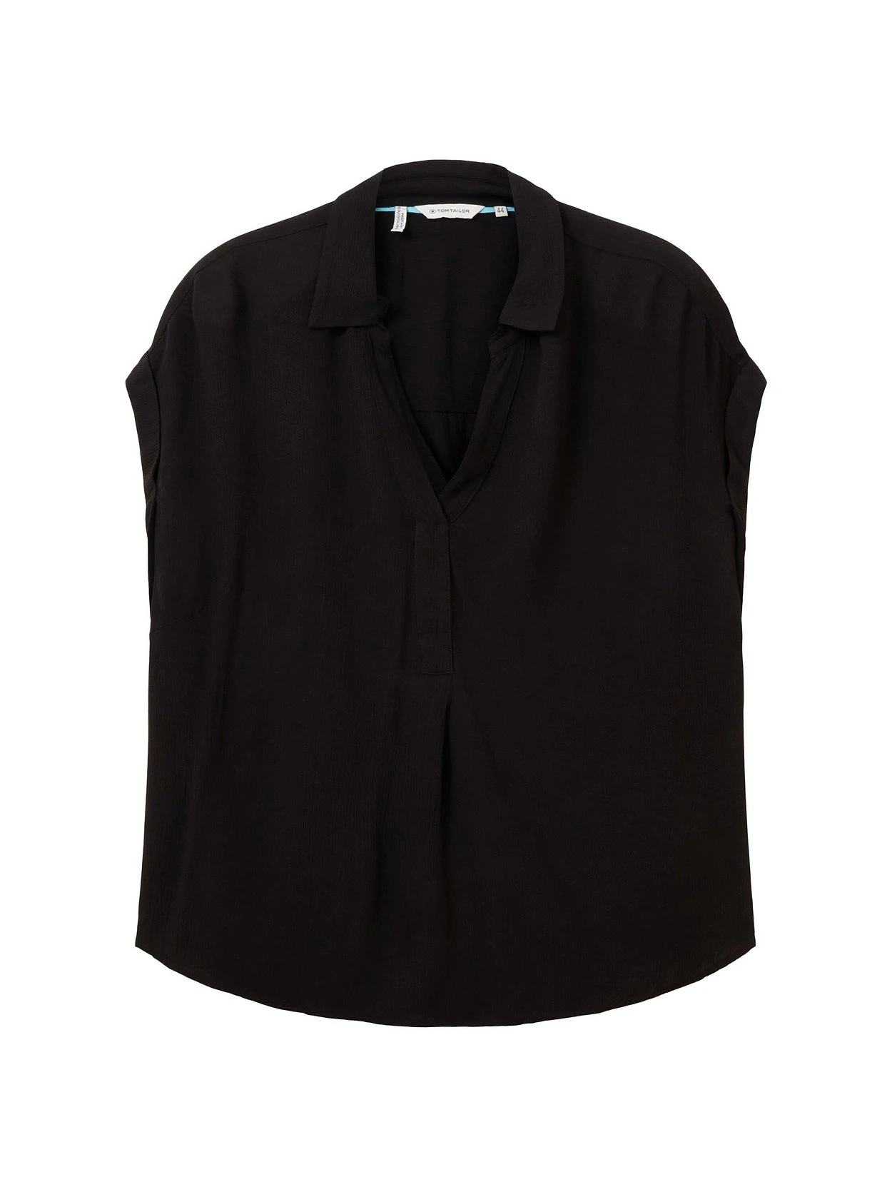 Tunika Aus Viskose, Mit Blusenkragen Und Kurzem Arm