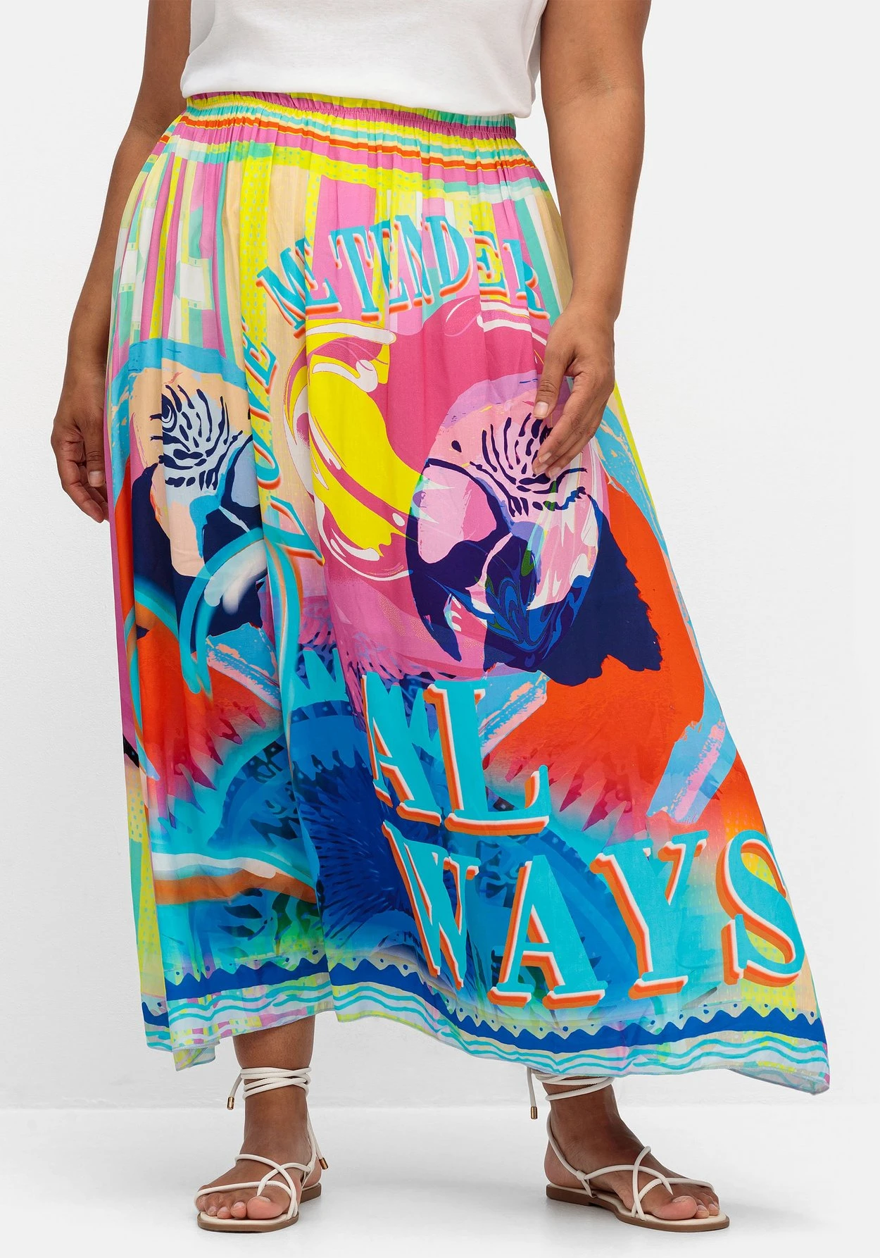 Maxirock Aus Viskose, Im Multicolor-Muster
