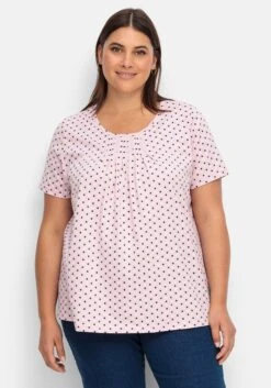 Sheego Shirt Mit Falten Am Ausschnitt Und Minimalprint