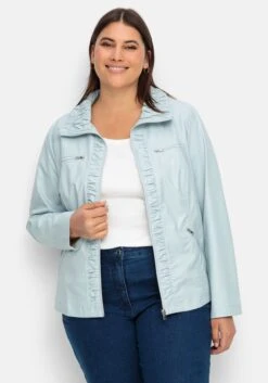 Sheego Jacke In Lederoptik, Mit Gerafften Details