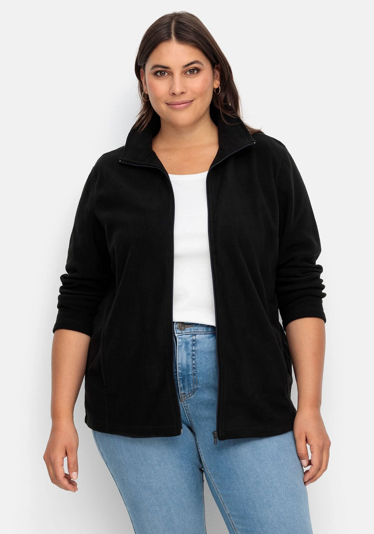 Sheego Kuschelige Fleecejacke Mit Reißverschluss